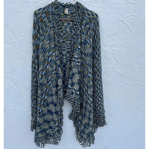 Anthropologie Moth Womens Looped Fringe Shawl Cardigan Multicolor Size Small - Picture 1 of 11
